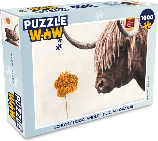 MuchoWow Puzzel Schotse hooglander - Bloem - Oranje - Legpuzzel - Puzzel 1000 stukjes volwassenen