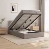 Maison Exclusive Lit Ottoman exclusif avec matelas et tête de lit taupe, dimensions 120 x 190 cm, revêtement en tissu