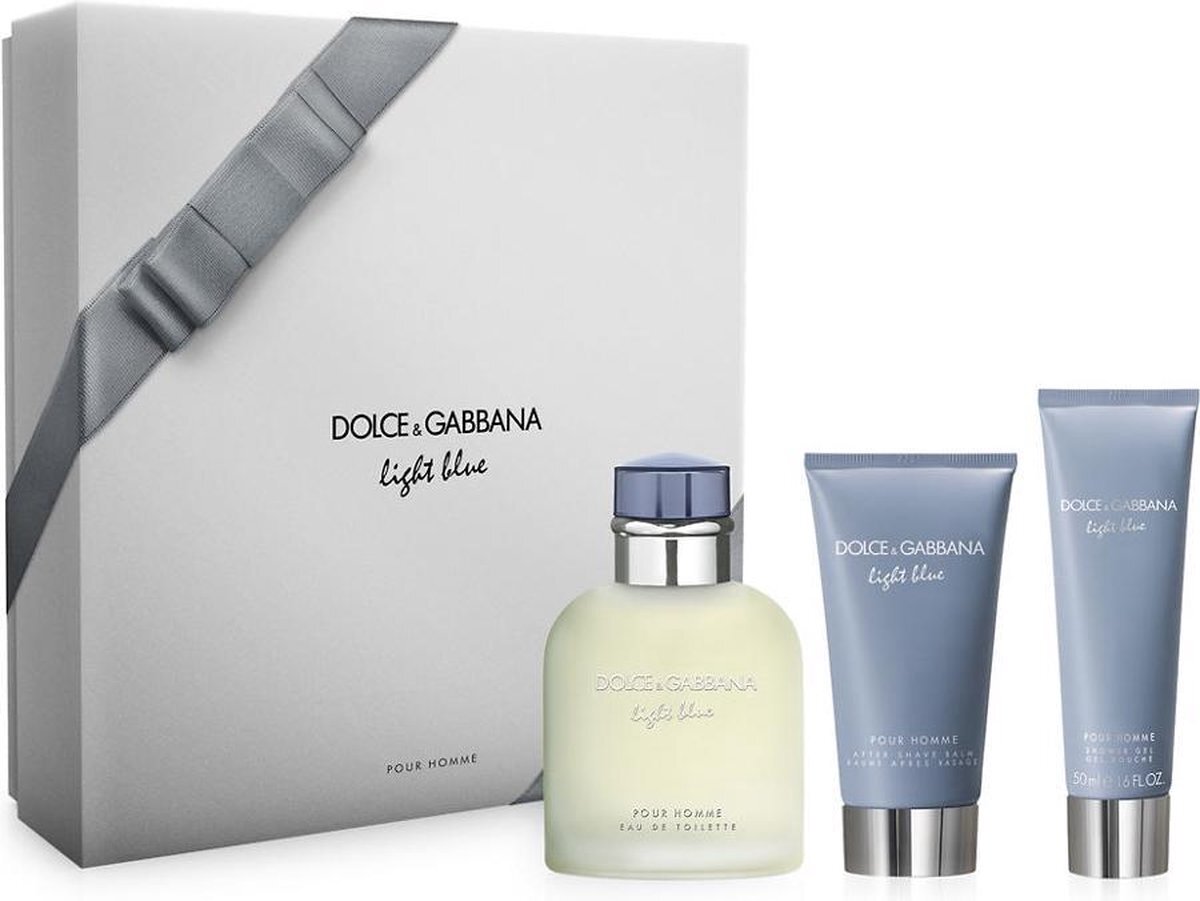 Dolce & Gabbana Light Blue pour Homme Giftset - 125 ml eau de toilette spray + 75 ml aftershave balm + 50 ml showergel - cadeauset voor heren