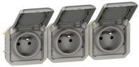 stopcontact Legrand 069564L stopcontact - 3 x 2p+t - horizontaal - grijs - componeerbaar - Legrand plexo