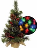 Everlands Mini kerstboompje - 45 cm - incl. ruimte thema lichtsnoer 165 cm - kunststof