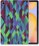 B2Ctelecom Samsung Galaxy Tab S6 Lite Back Cover Abstrait Vert Bleu