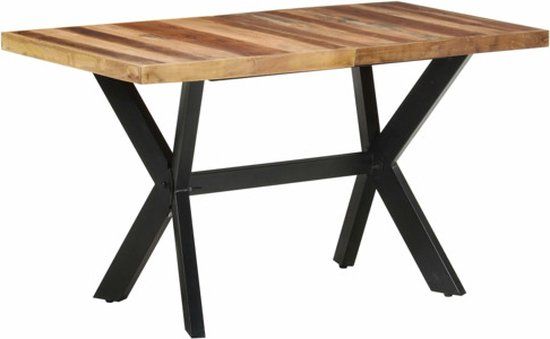 vidaXL Eettafel 140x70x75 cm massief hout met honingkleurige afwerking