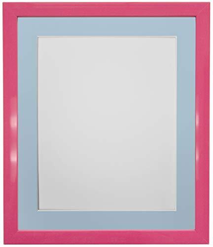 FRAMES BY POST FRAMES DOOR POST 0.75 Inch Roze Foto Frame met Blauwe Mount A4 Beeldformaat 10 x 6 Inch Kunststof Glas