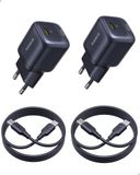 Baseus Chargeur USB-C 45W, 2-Pack GaN Chargeur Rapide, Adaptateur PPS PD pour iPhone 17/16/15 Pro Max, Samsung Galaxy S25 Ultra/S24, iPad, MacBook, Pixel (Câble USB-C 1 m inclus)