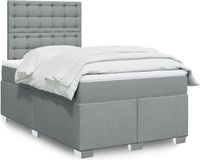 vidaXL Boxspringbed met matras, stof, lichtgrijs, 120x190 cm