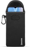MobyDefend Hoesje - Geschikt voor Motorola Moto E22 / E22i - Neopreen Pouch Met Karabijnhaak - Insteek - Riemlus - Zwart