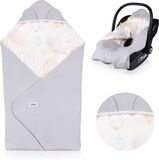 Lionelo Travel Swaddle Blanket - Omslagdoek voor Autostoel & Kinderwagen - 100% Katoen & Bamboe - TOG 2.5 - Hypoallergeen - Voor Herfst/Winter - Verstelbaar met Klittenband - 90x90 cm - Ademend & Zacht - Machinewasbaar