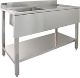 MonsterShop Monster Group BV Professionele spoeltafel - RVS - 120x60x90 cm - Spoelbak links