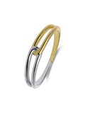 Lucardi Dames Zilveren bicolor ring twist voor dames - Ring - 925 Zilver - Zilver- en goudkleurig - 16.50 / 52 mm