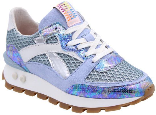 Floris van Bommel Sfw-10157 Blokki Sneakers - Suède - Dames - Blauw - Maat 40