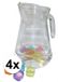 Merkloos / Sans marque Edco Eindhoven Bv 4x Ronde kan van glas 1,3 liter - Limonadekannen