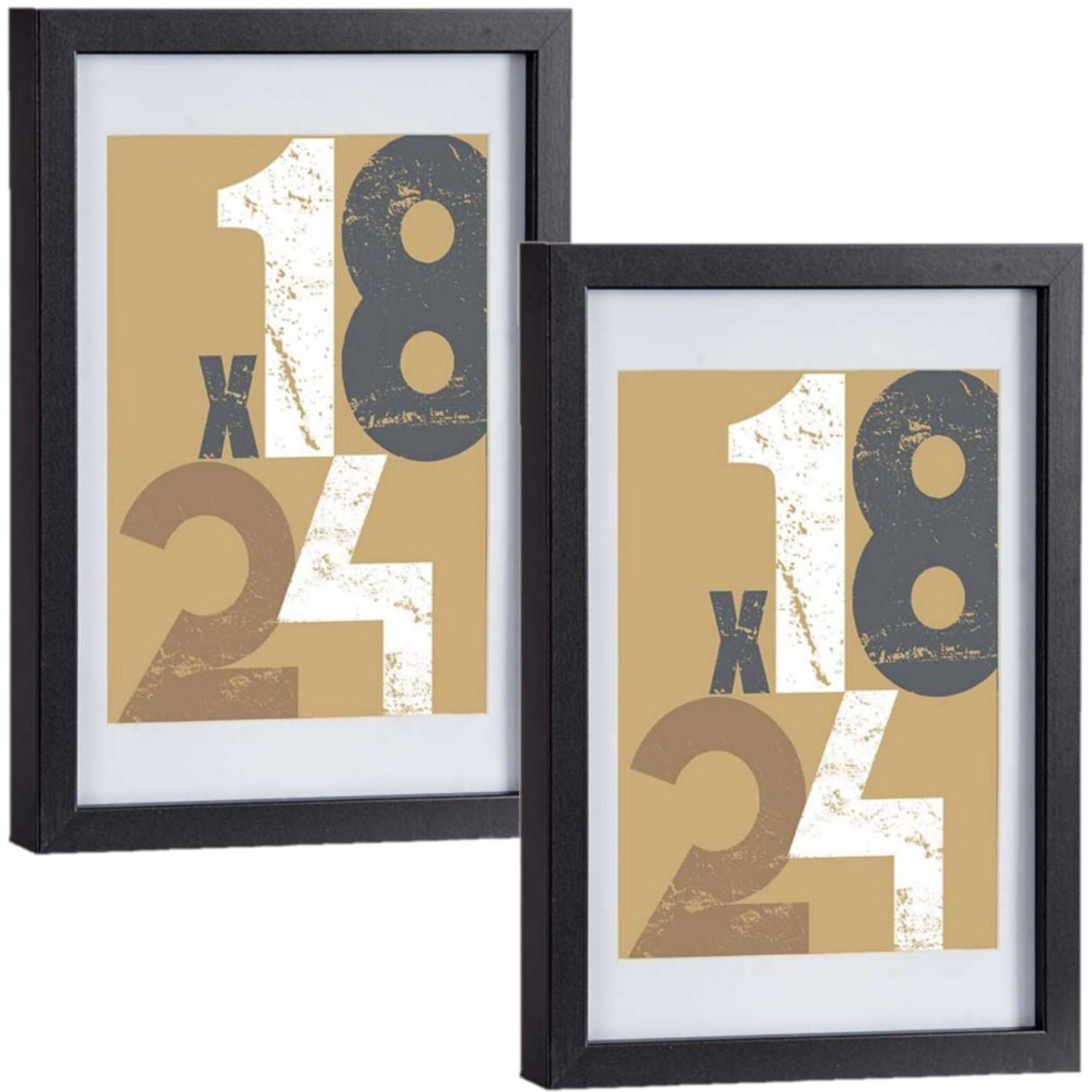 Arte r 2x stuks houten fotolijst zwart 18 x 24 cm / 21 x 30 cm
