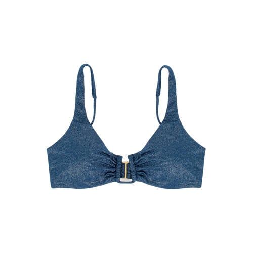 Sam Friday voorgevormde push-up bikinitop Swash met lurex donkerblauw