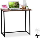 Merkloos Relaxdays Inklapbaar Bureau - Ruimtebesparend - 74,5 x 80 x 45 cm - Metalen Frame - Bruin-Zwart