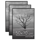 Americanflat 50x70 Fotolijst met Gepolijst Kunststofglas - Set van 3 - Fusion Collectie - Zwart