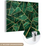 MuchoWow® Glass Painting 40x30 cm - Acrylic Glass Painting - Emerald - Gold - Abstract - Patterns - Photo on Glass - Paintings