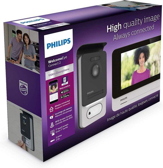 Philips WelcomeEye Connect 2 - Video Deurbel - WiFi - Met Intercomfunctie - Zilver