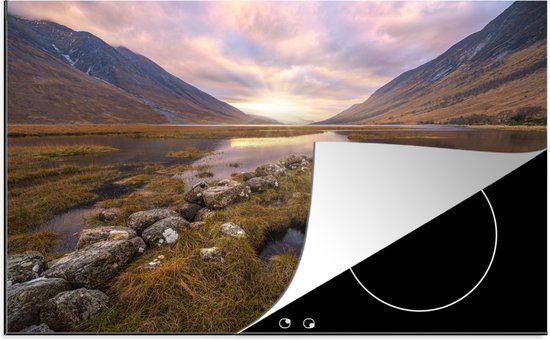 KitchenYeah® Inductie beschermer 77x51 cm - Schots landschap tijdens een zonsondergang - Inductie kookplaat accessoire