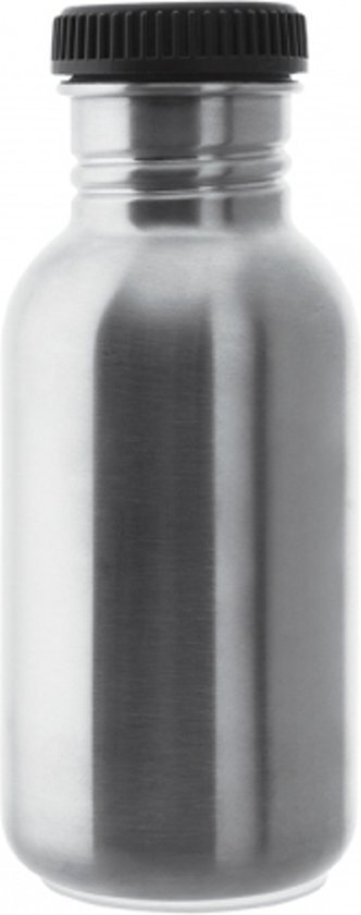 Laken RVS fles 0,5L Basic Steel Bottle - Black screw cap rvs
