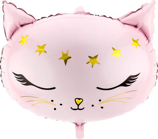 PARTYDECO - Roze kattenfolieballon 48 x 36 cm