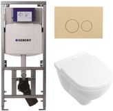Villeroy & Boch O.novo toiletset - met Geberit inbouwreservoir - met diepspoel wandcloset soft close zitting en bedieningsplaat - met ronde knoppen - wit