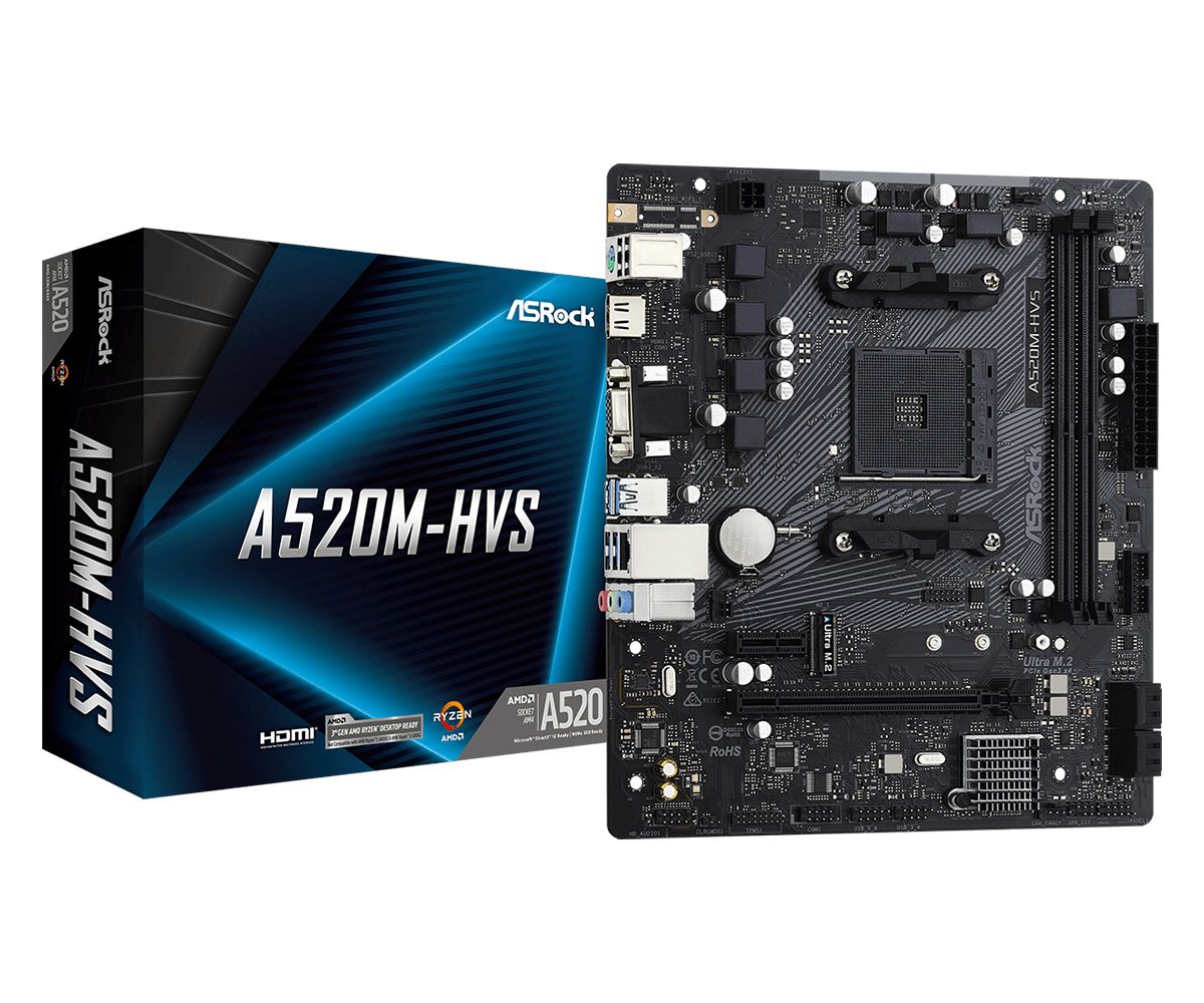 ASRock A520M-HVS - Micro ATX Motherboard - AMD Socket AM4 - DDR4