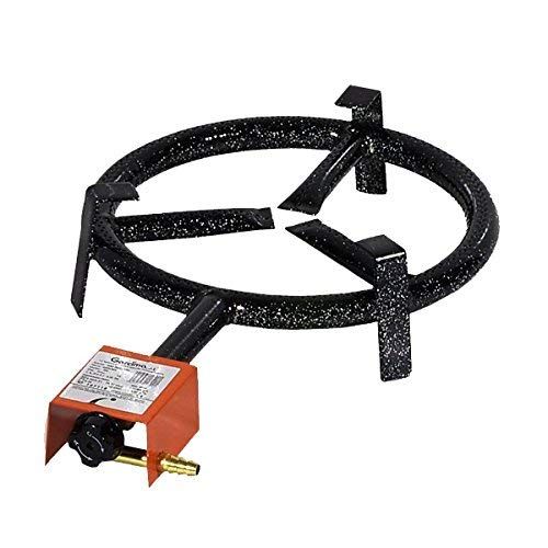 Garcima 20200 Paella gasbrander voor butaan/propaan, 20 cm, gelegeerd staal, zwart