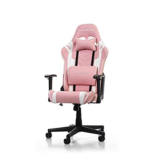 DXRacer Gamingstoel, kunstleer, roze-wit, tot 185 cm