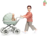 Lundby Figurine homme avec poussette et bébé