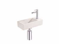 Saniclass Fuente Fonteinset - 40x22x10cm - solid surface off-white - afvoerplug - fonteinkraan - sifon - chroom