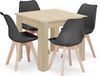 LEOBERT Table à manger NP 80x80 Chêne Sonoma Couleur + 4 Chaises MARK Noir avec Pieds en Hêtre
