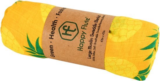 Happy Flute Swaddle doek XL - Ananas Geel Inbaderdoek Hydrofiele doek Hydrofiele luier Gratis verzending Kidzstore.eu geel