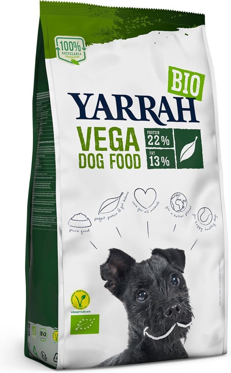 YARRAH 10 kg dog biologische brokken vega baobab/kokosolie hondenvoer