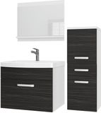 B BELINI GROUP BELINI Badkamermeubel Set PRI M2 - Badmeubelset 90 cm Ebbenhout Mat met Wastafel en Spiegel - Wandmontage