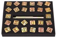 Jeu de tampons, 13 mm, métal, 26 lettres, vintage