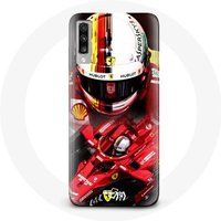 Maniacase Hoesje voor Samsung Galaxy A70 Formule 1 Sebastian Vettel F1 Rood