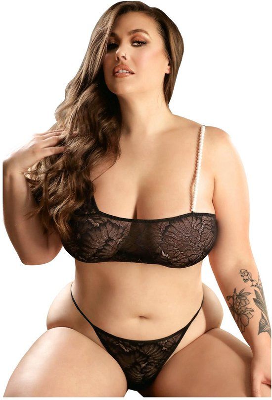 Fantasy Lingerie Do Not Disturb Bralette & Crotchless Slipje - Zwart