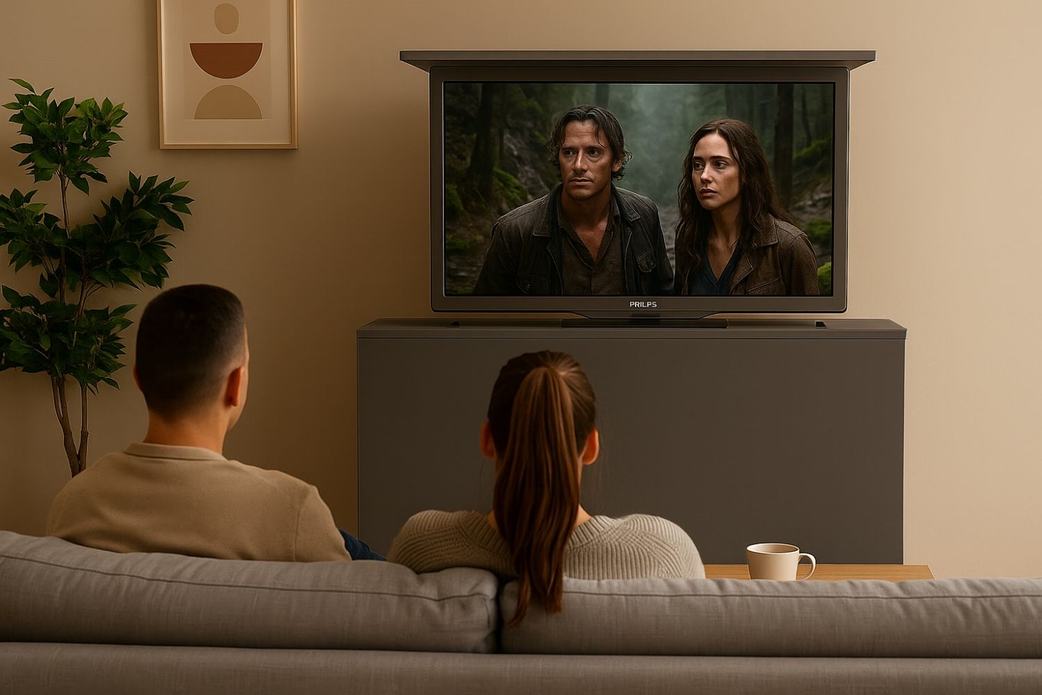 Golden Note TV lift met houten meubel - 32-43 inch - MDF kast wit gegrond