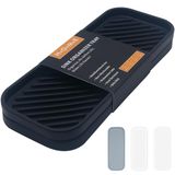Merkloos / Sans marque HvOvMvE Siliconen organizer lade, zeep en spons houder voor gootsteen, badkamer - opbergbak voor vaatborstel, zeepdispenser, afwasaccessoires - 2 stuks (zwart)