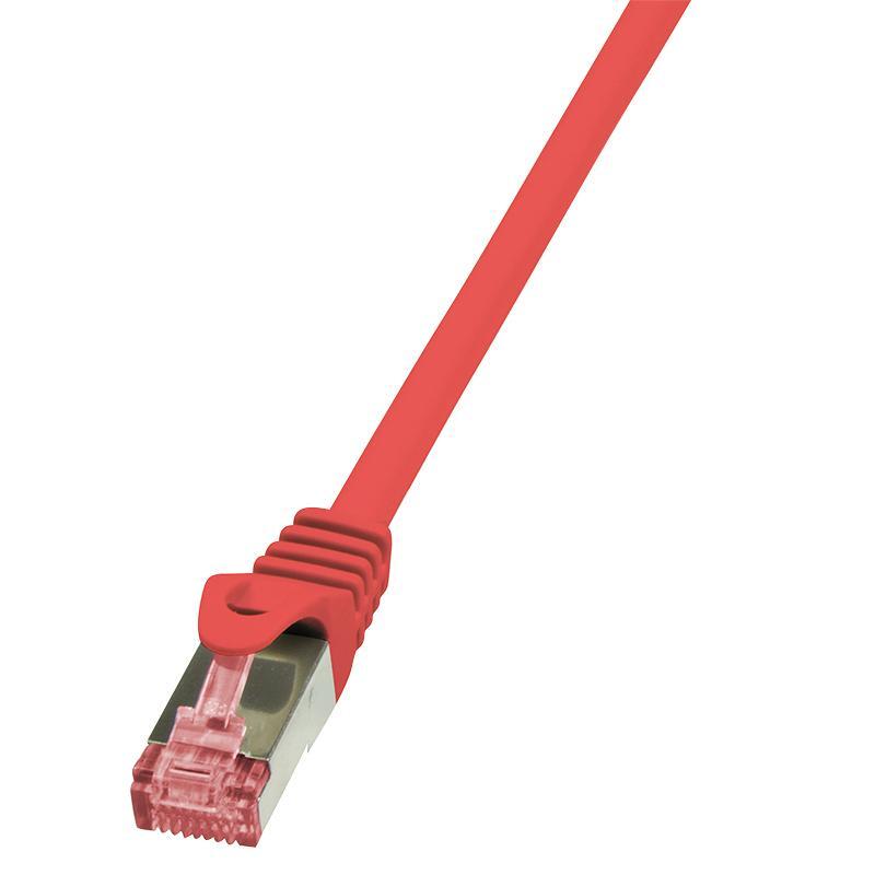 LogiLink RJ45 Netwerk Aansluitkabel CAT 6 S/FTP 3 m Rood Vlambestendig Snagless