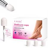 LALILL LUX Schuurdoppen, 50 stuks, witte freesdoppen voor nagelfrees, manicure, pedicure en podologie, opzetstukken voor voetverzorging, eeltverwijdering, nagelmodellering, 13 mm, korrel 240