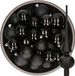 Kaemingk B.V. Kerstversiering boules de Noël en plastique noir 6-8-10 cm paquet de 45x pièces - Avec une étoile de sapin mate en verre de 26 cm