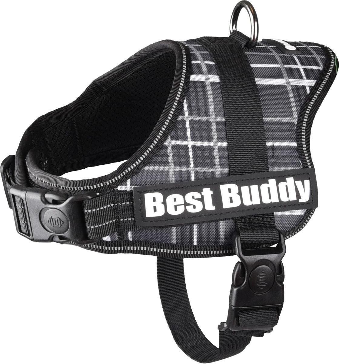 FLAMINGO Hondentuig Best Buddy Pluto Zwart Grid - Zwart - 40 - 55 cm x 25 mm