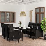 Prolenta Maison Exclusive Tuinset voor buiten, 7-delig, met kussens, zwart