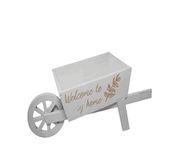 FGF IMPORT EXPORT Plantenhouder van hout wit trolley 35 x 14 x 13