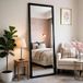 Miroir rectangulaire sur pied, 160 x 50 cm, cadre en bois, verre HD sans distorsion, miroir sur pied, à poser, chambre à coucher, salon, noir