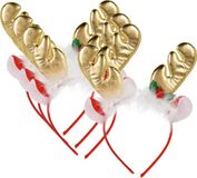 Home & Styling Kerst diadeems/haarbanden - 4x - rendier gewei met oren - goud - polyester