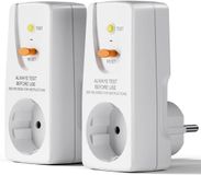 Merkloos / Sans marque Wan GmbH Set van 2 Lekbeveiligingsstekkers met GFCI RCD voor EU Stopcontacten