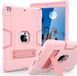Merkloos Tablethoes geschikt voor Apple iPad 10.2 (2019/2020/2021) generatie hoes met kickstand, duurzame harde hybride drielaagse beschermhoes iPad tablet siliconen hoes (roségoud